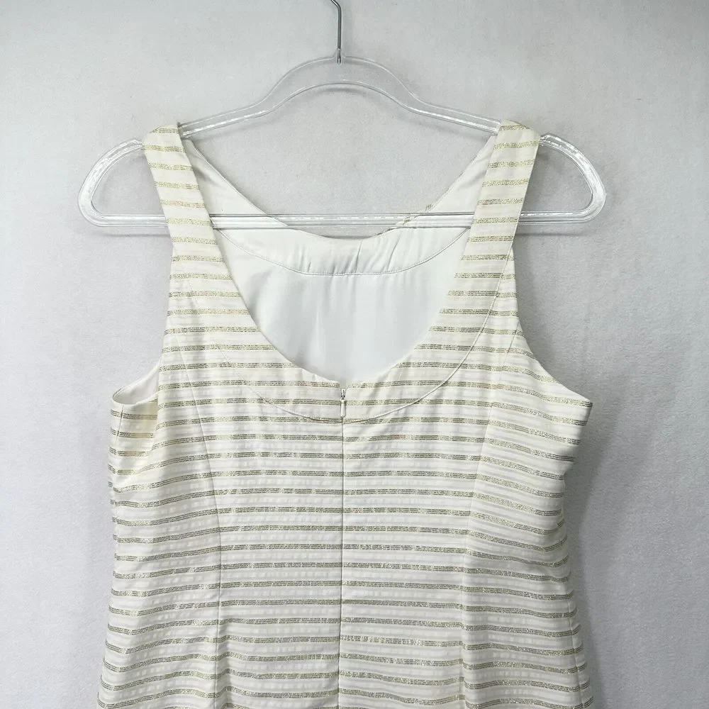 Lilly Pulitzer Henley Corded Organza Gold Stripe Knee Length Dress Size 8 - Picture 7 of 16